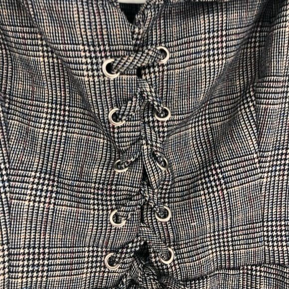 Cooperative Corset Tie Up Fit and Flare Sweetheart Neckline Plaid Dress size 8 - Picture 6 of 15